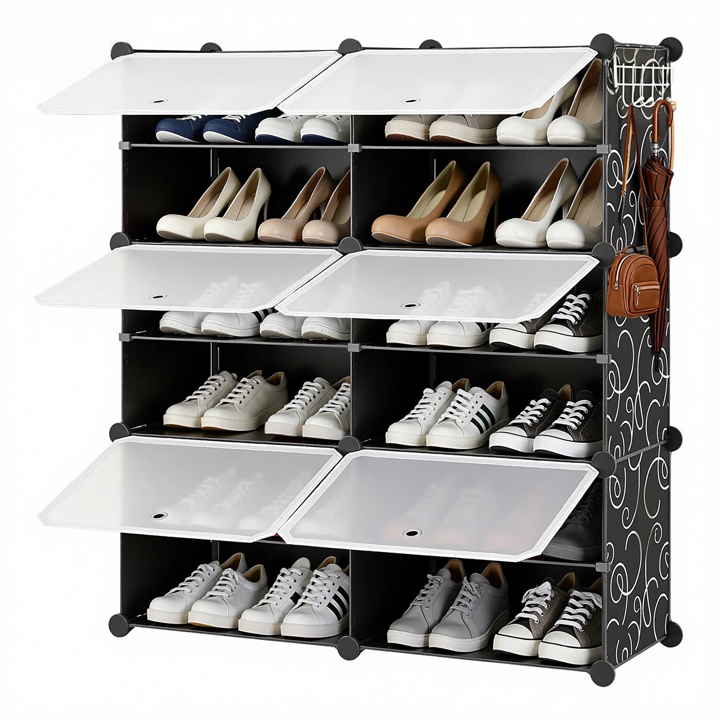 JHK Stackable Plastic Shoe Storage Cabinet With Door For Home
