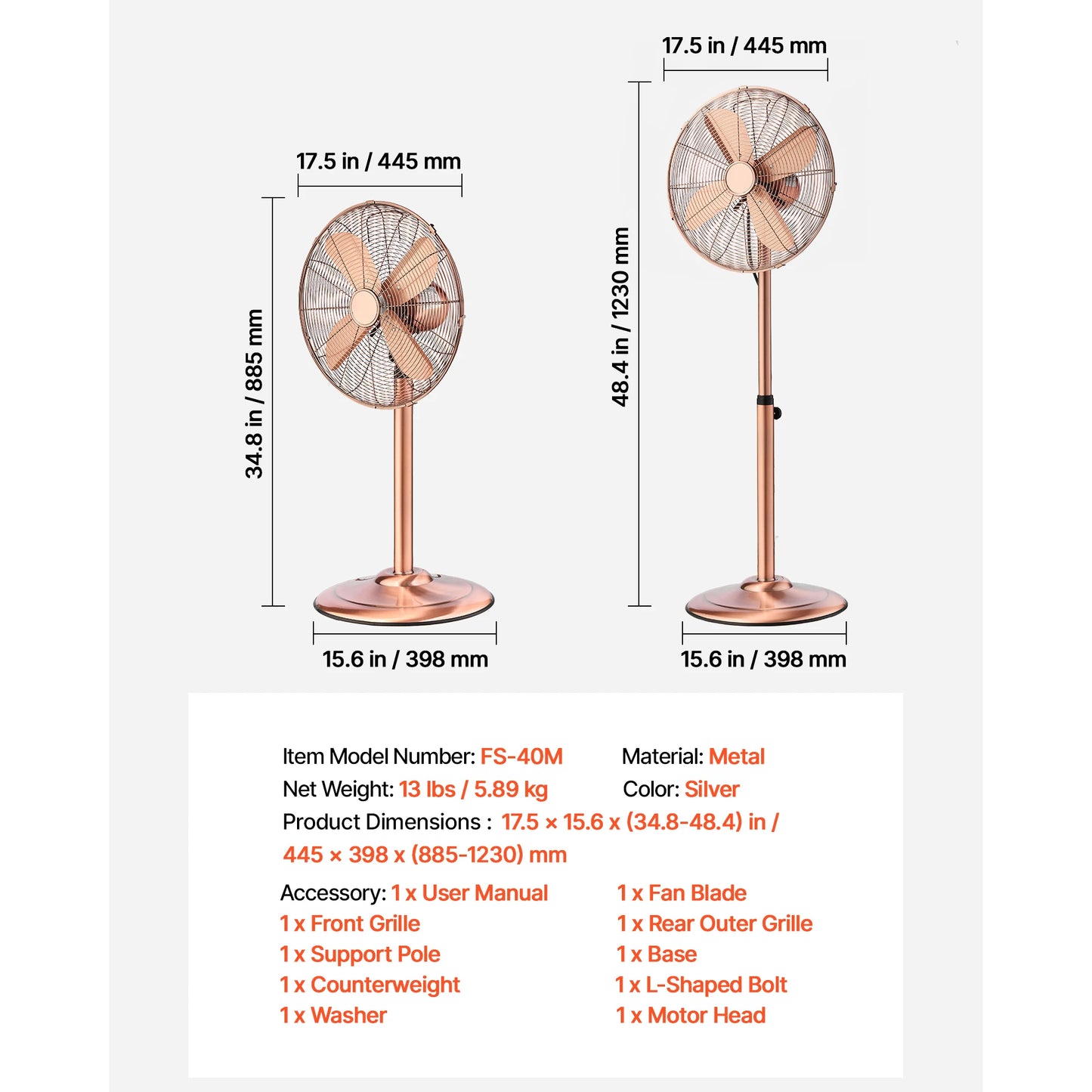 SucceBuy High Velocity Metal Pedestal Fan With Adjustable Height