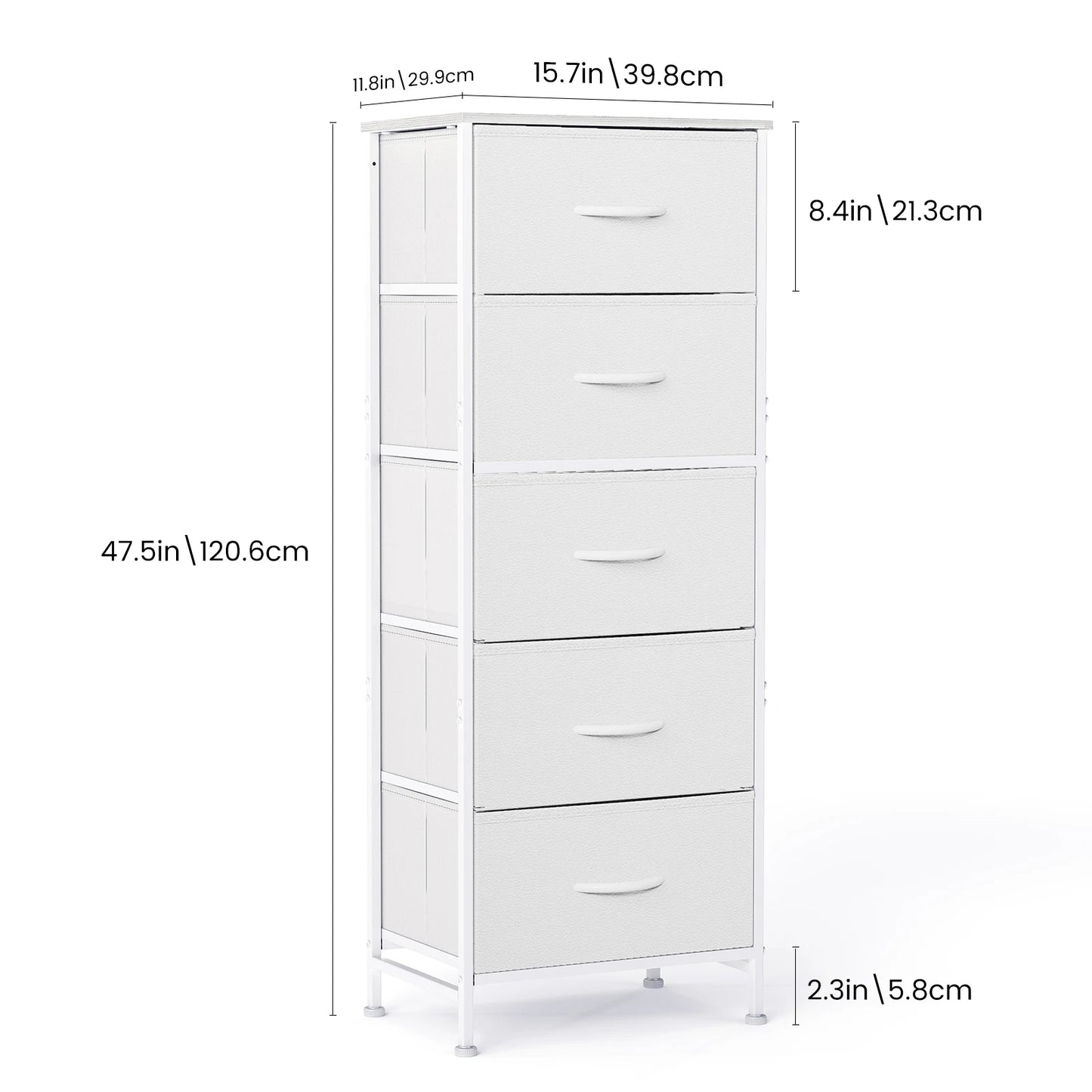 Jhk Modern 5 Drawer Metal Fabric Cabinet For Living Room