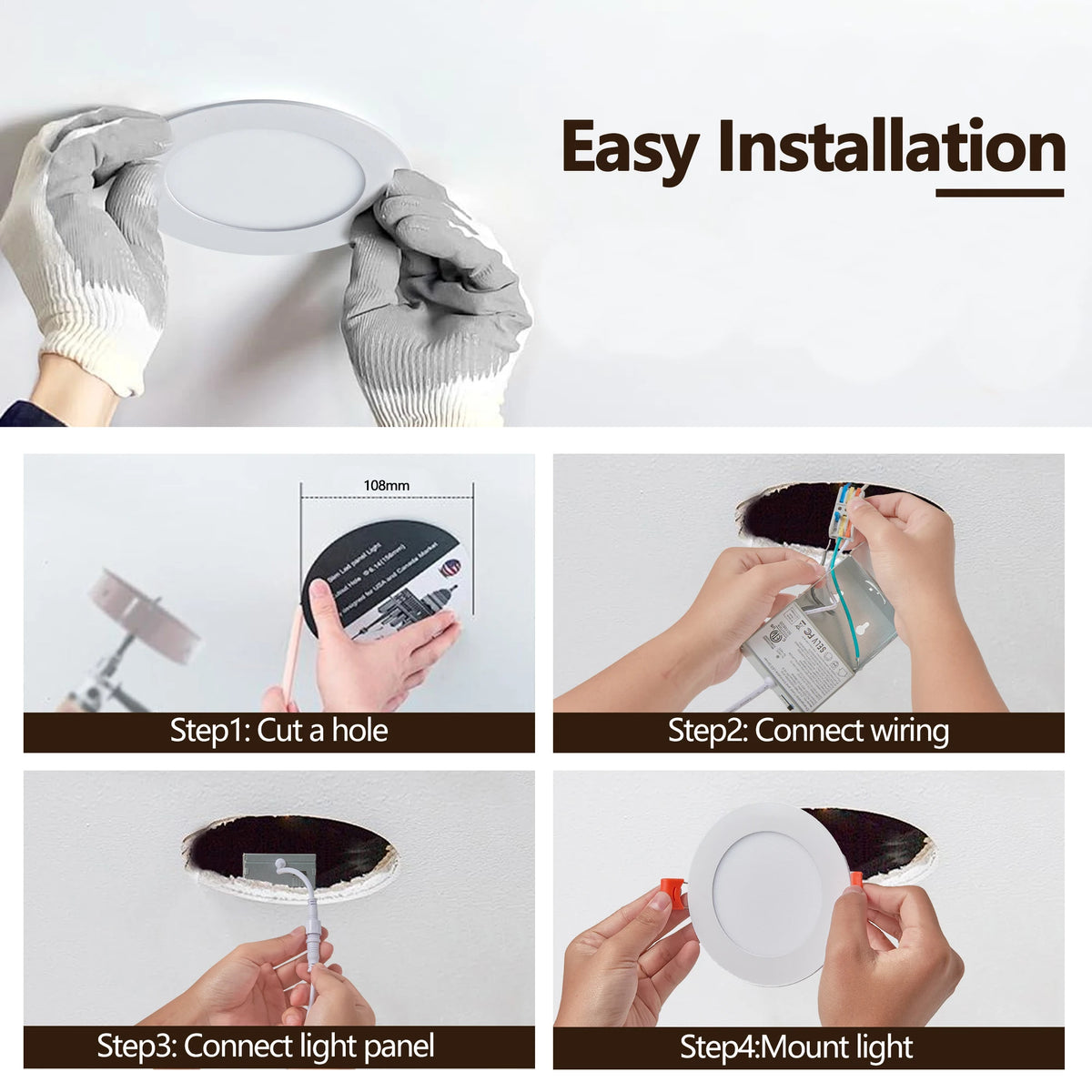 Arlgsite 12-Piece Dimmable Recessed Downlight Ceiling Light With Junction Box
