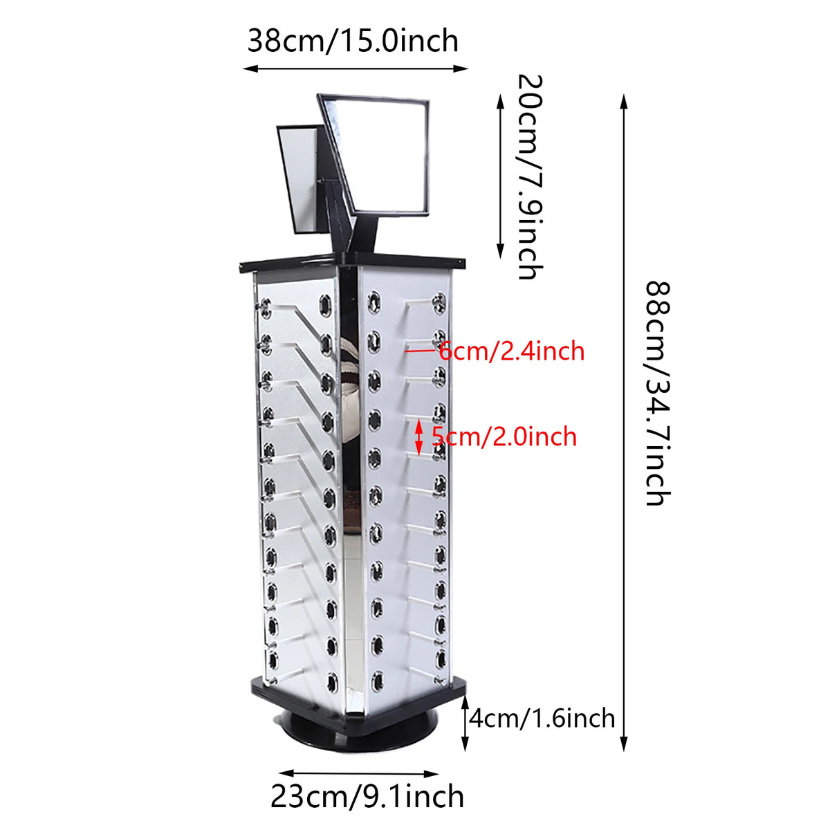 Freestanding Metal Sunglasses Display Stand With Mirror