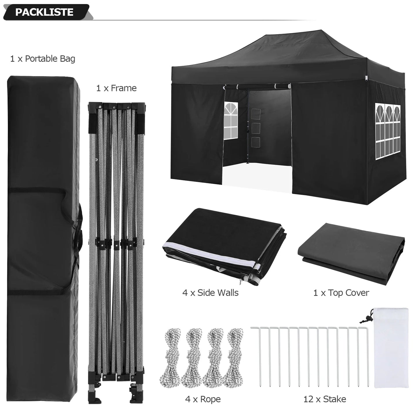 Cobizi Commercial Heavy Duty Pop Up Canopy Tent With Sidewalls