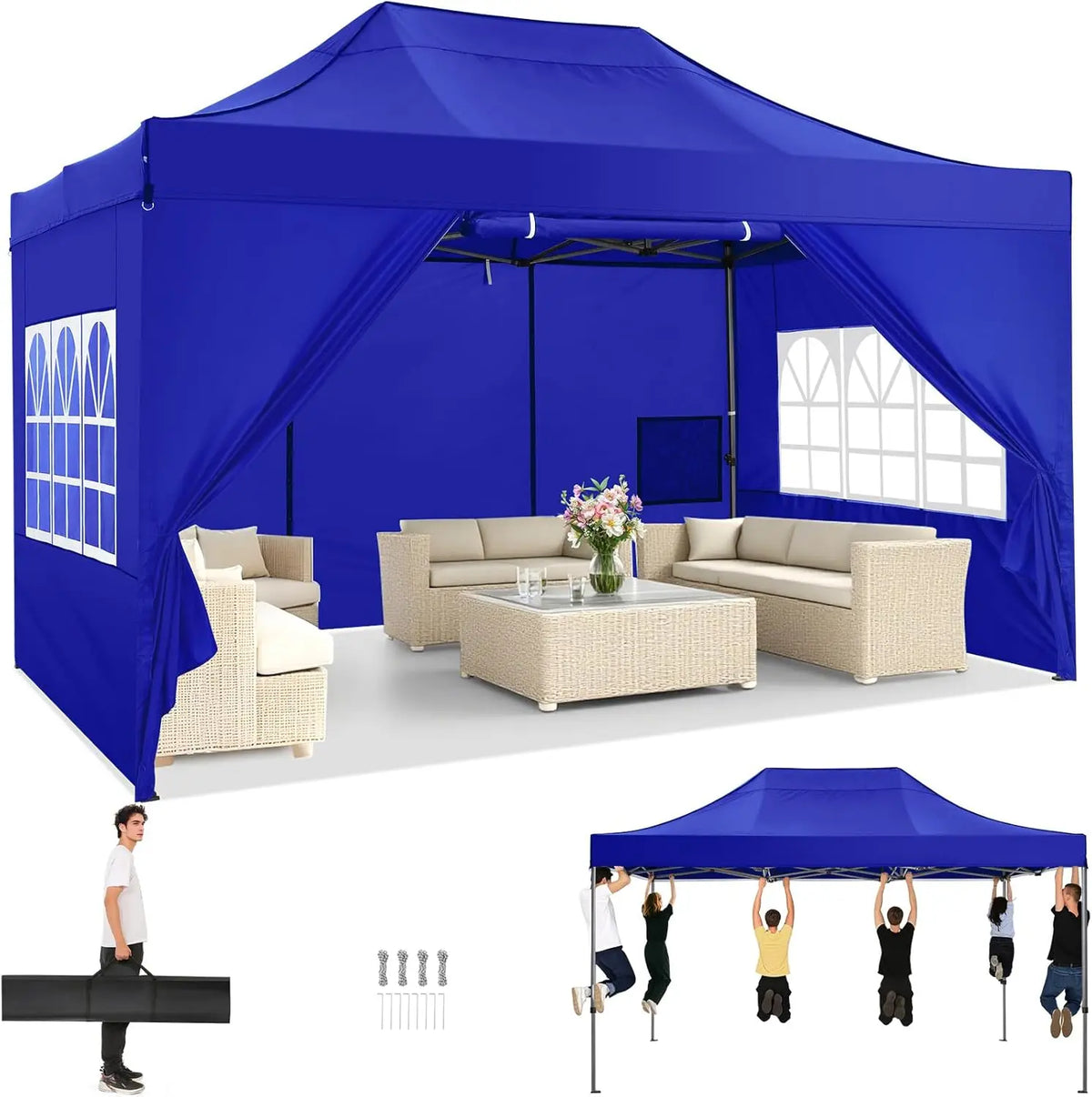 Cobizi Commercial Heavy Duty Pop Up Canopy Tent With Sidewalls