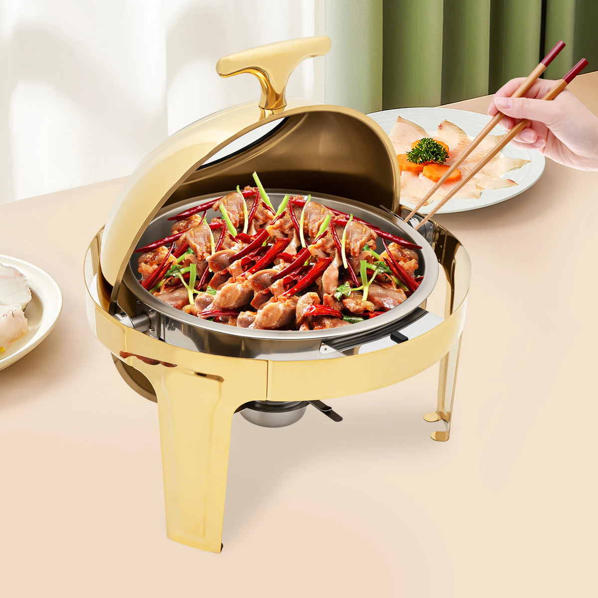 Round Chafing Dish Buffet Set Stainless Steel Warmers