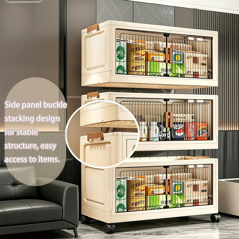 Foldable Stackable Plastic Storage Cabinet With Magnetic Doors