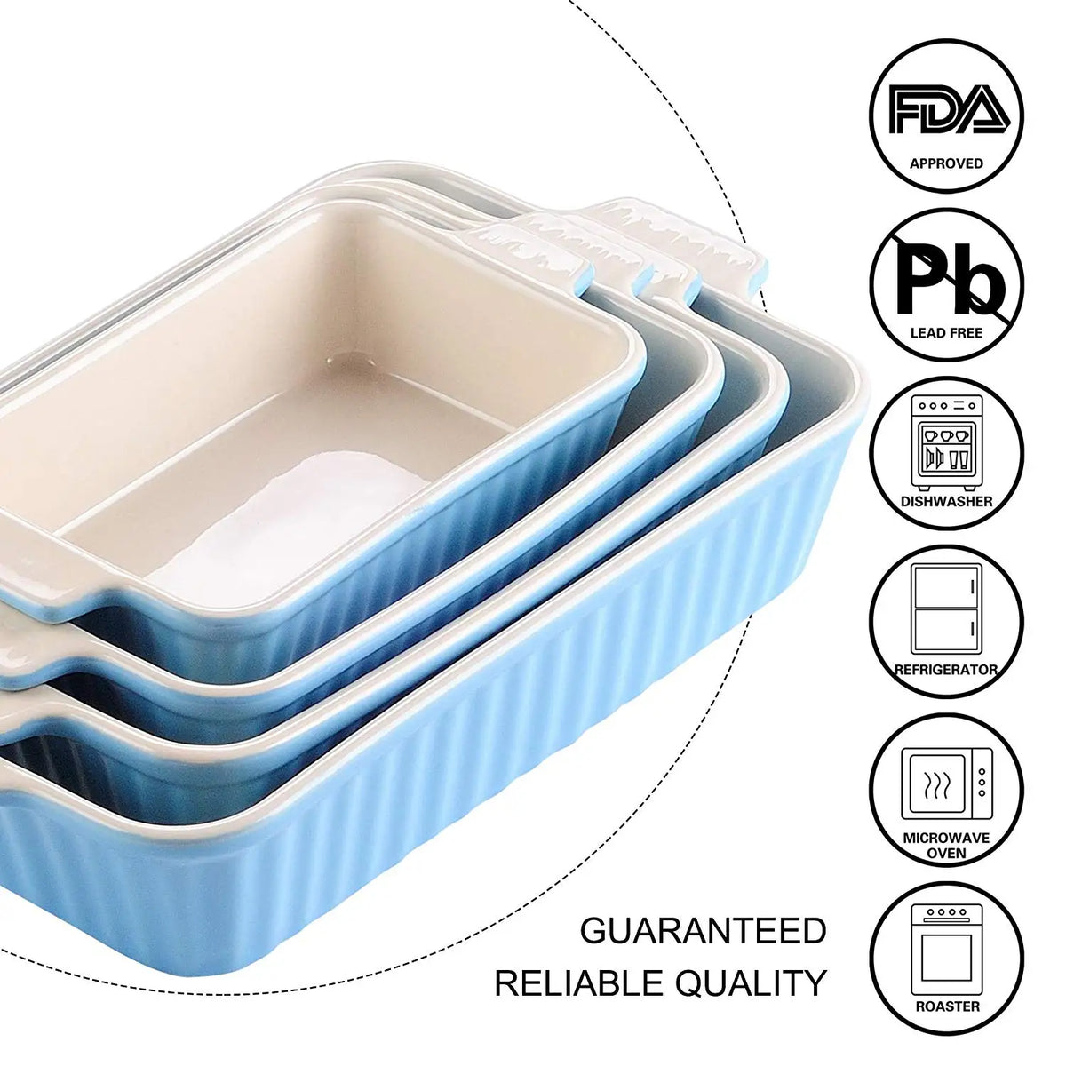 Malacasa 4 Piece Ceramic Baking Dish Plate Set