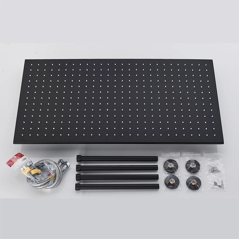 Saeuwtowy Square Ceiling Mount Stainless Steel Rainfall Shower Head