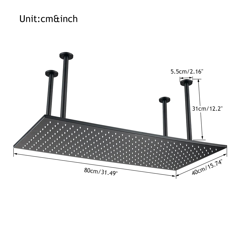 Saeuwtowy Square Ceiling Mount Stainless Steel Rainfall Shower Head