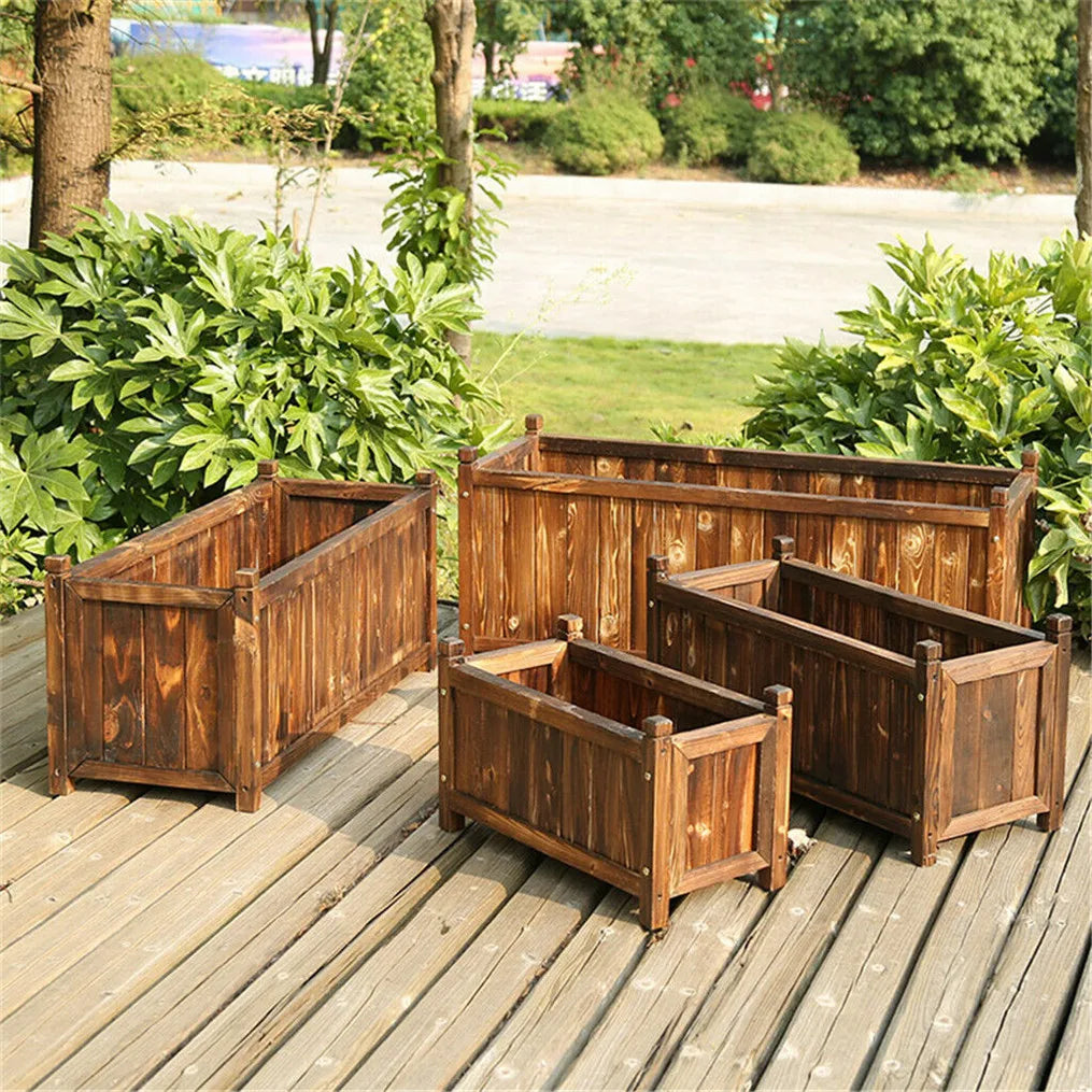 Sturdy Wooden Raised Flower Bed For Indoor Outdoor Vegetable Herb Planting