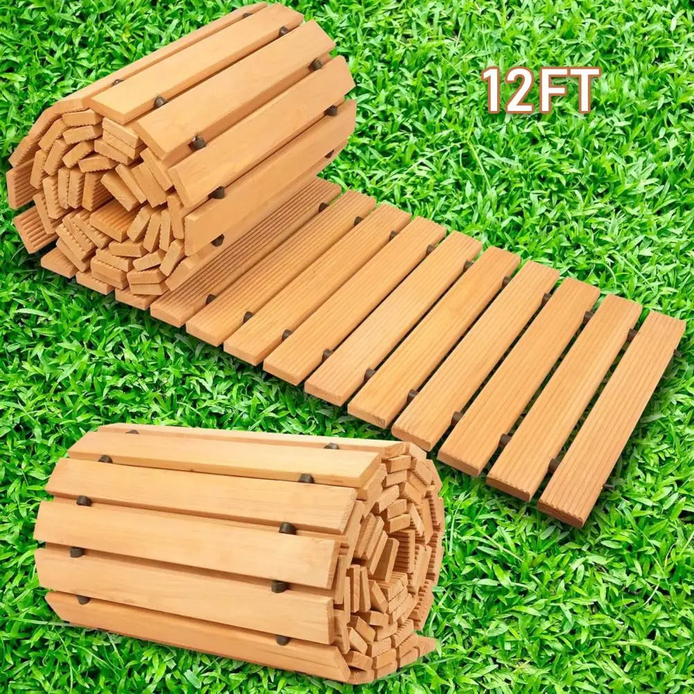 Wooden Garden Pathway Roll Outdoor Walkway Mat Patio