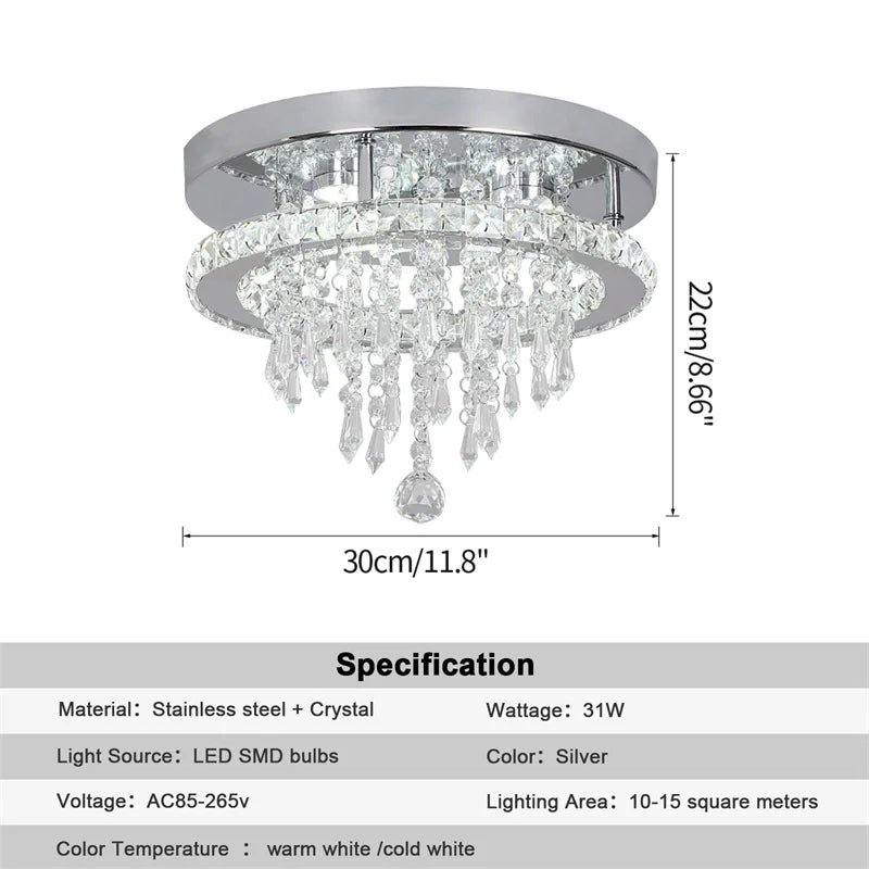 GreeLustr Modern Minimalist Crystal Led Chandelier With Remote Control