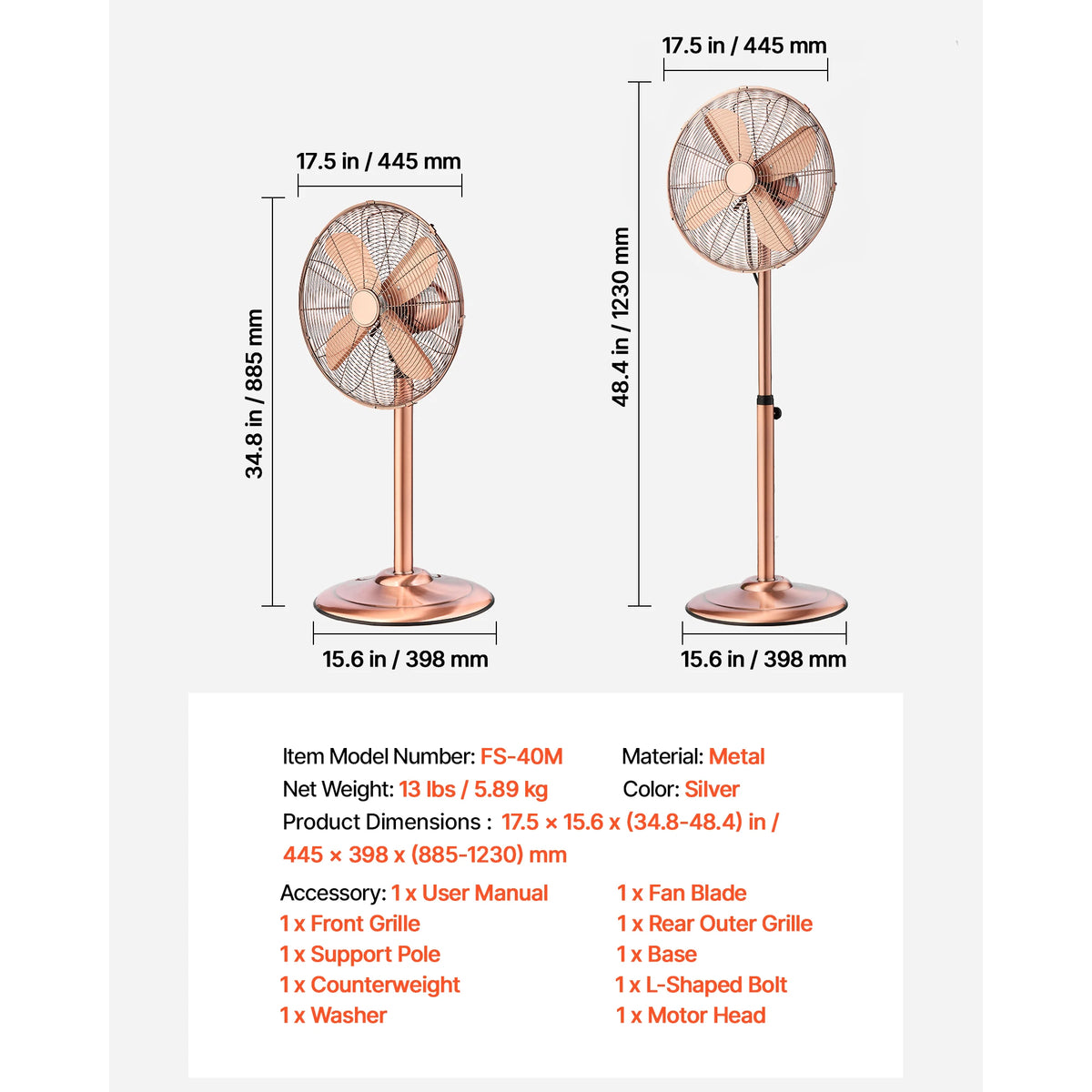 SucceBuy High Velocity Metal Pedestal Fan With Adjustable Height