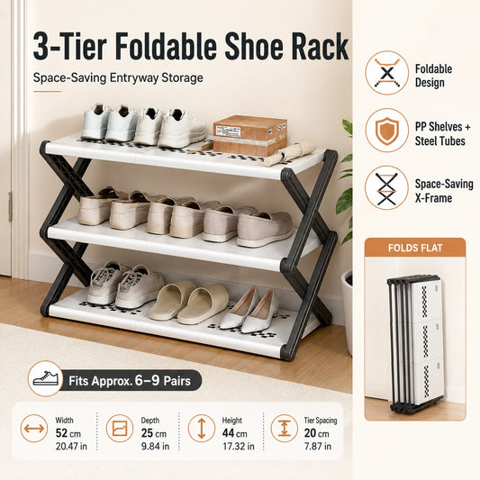Joybos Foldable Entryway Shoe Rack With Sturdy Steel Frame