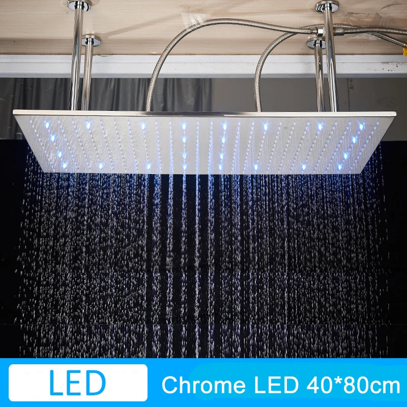 Shinesia 16 Inch Square LED Rainfall Shower Head
