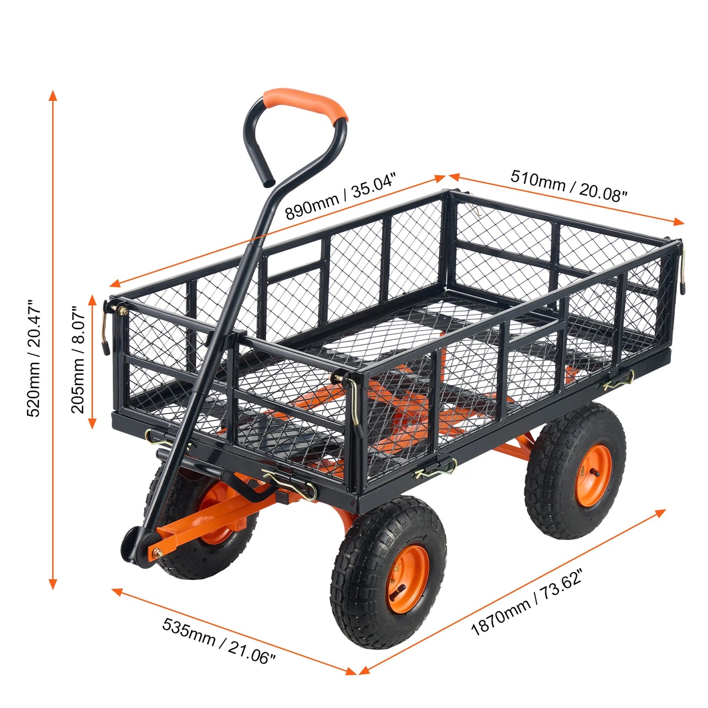 SucceBuy Sturdy Metal Garden Cart With Heavy Duty Wagon
