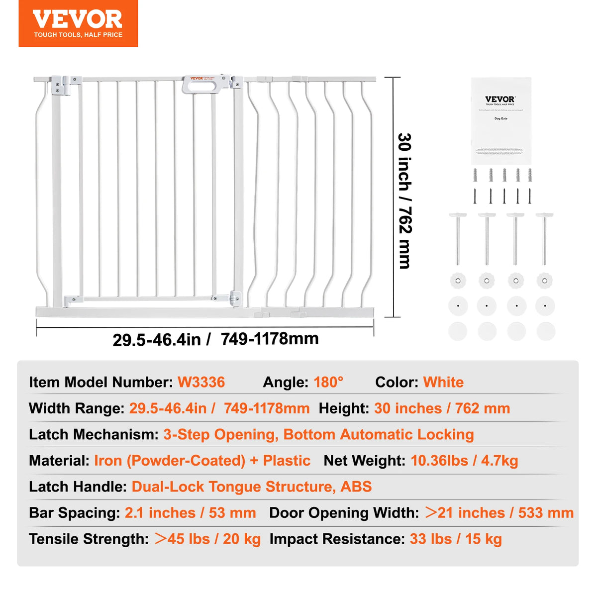 SucceBuy Stainless Steel Pressure Mount Baby And Pet Gate