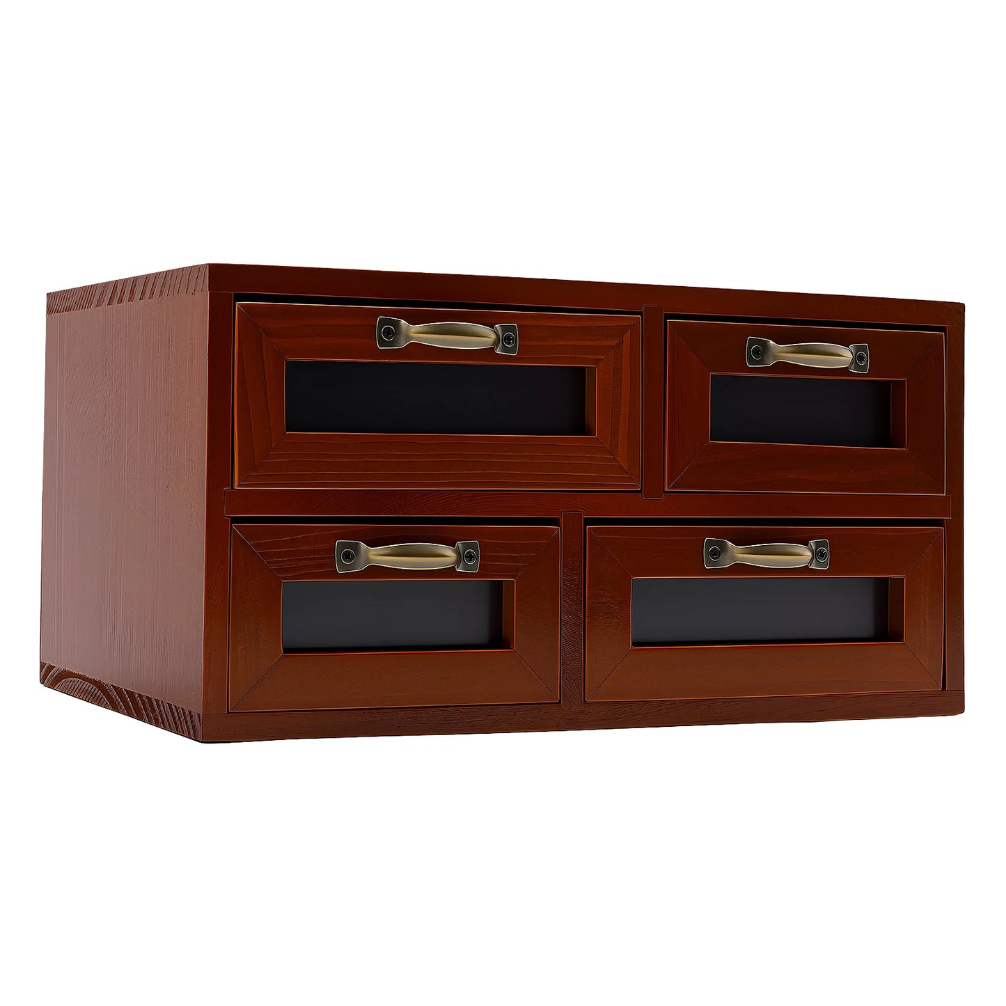 Retro Wooden Desk Organizer With Storage Drawers