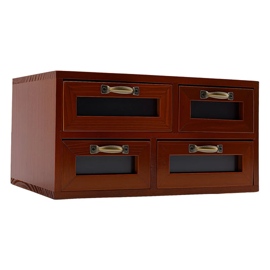 Retro Wooden Desk Organizer With Storage Drawers