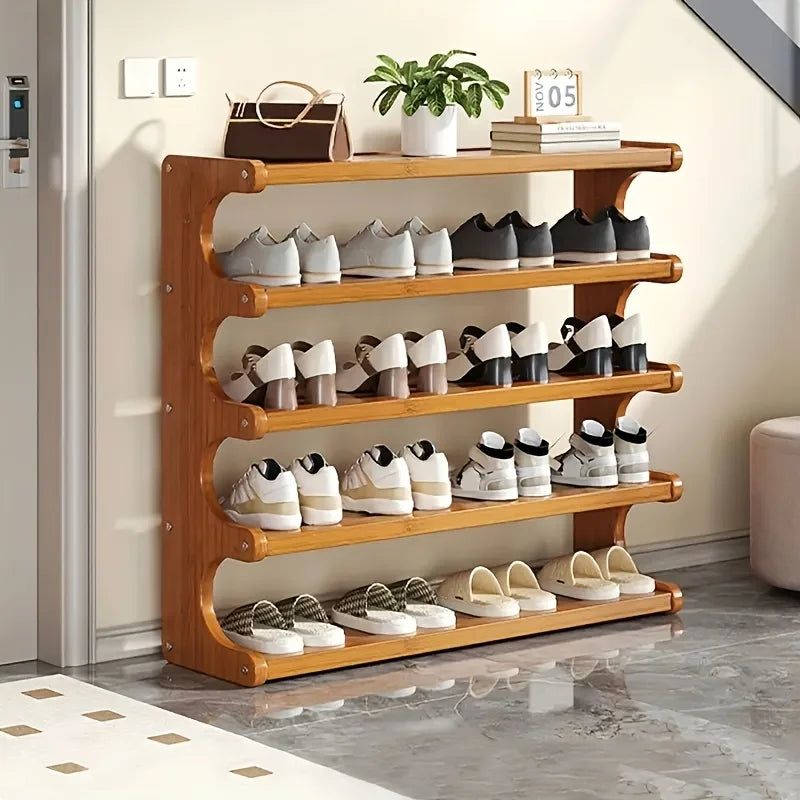 Durable Wooden Shoe Rack Multi Tier Space Saving Storage