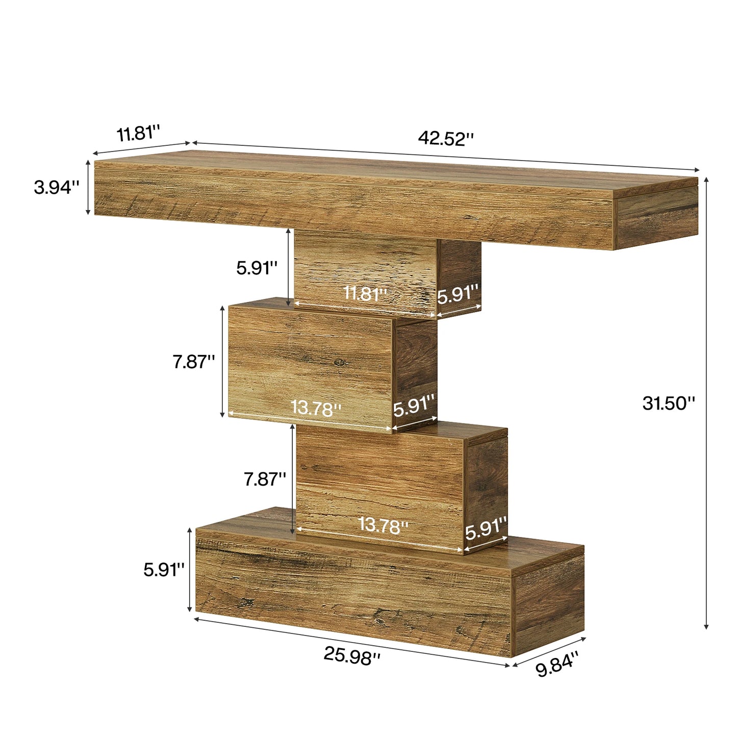 Tribesigns Farmhouse Console Table With Geometric Base And Storage