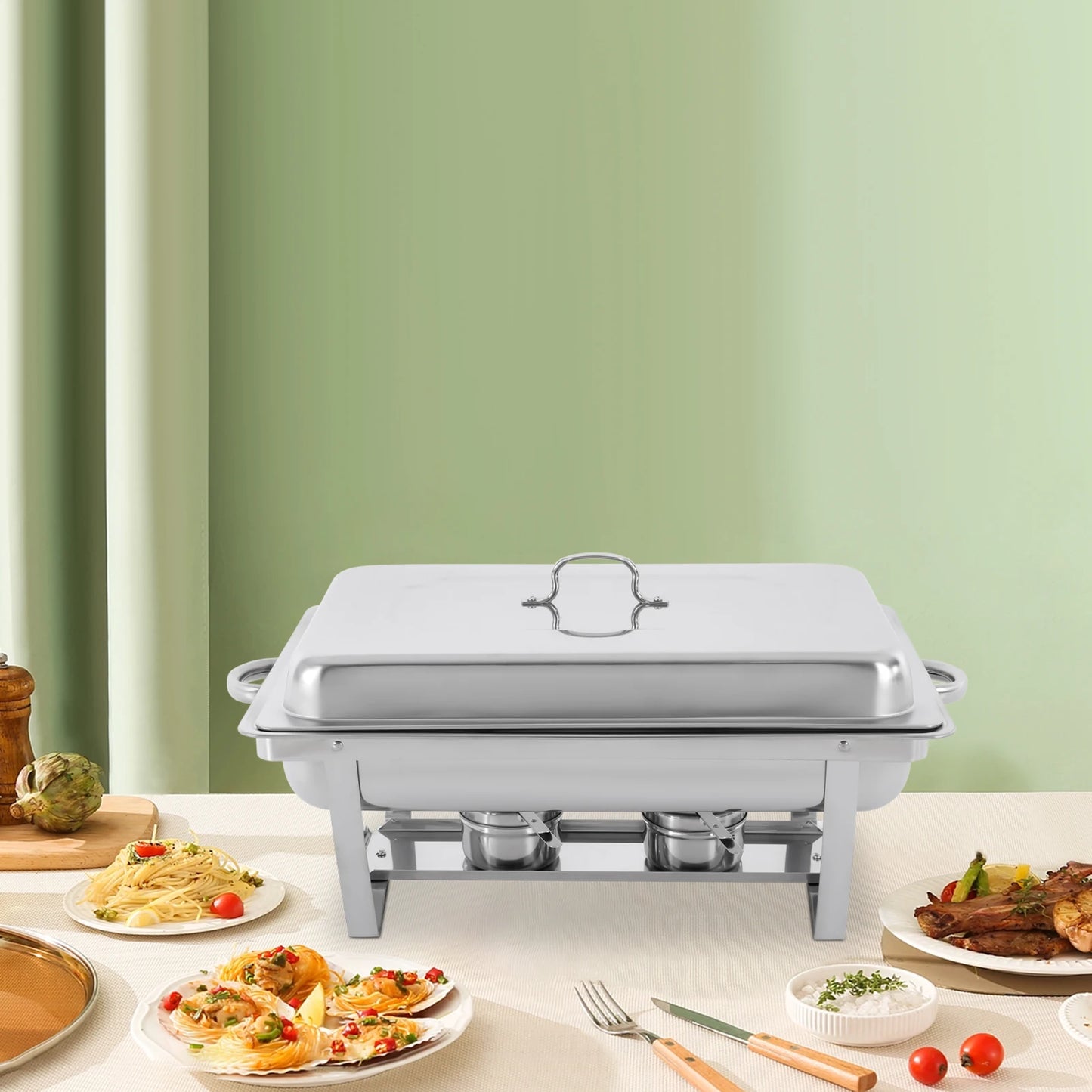Rectangular Stainless Steel Chafing Dish Buffet Set