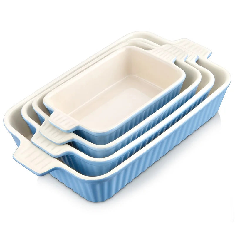 Malacasa 4 Piece Ceramic Baking Dish Plate Set
