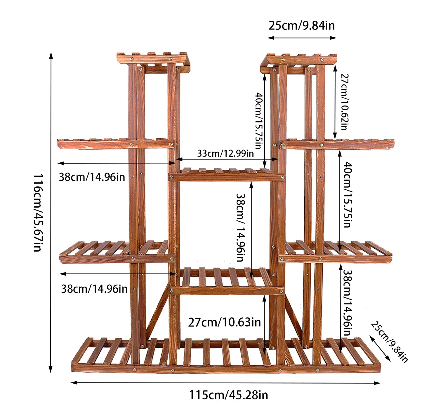 Wisfor Wooden Multi Tier Flower Pot Stand For Indoor Outdoor