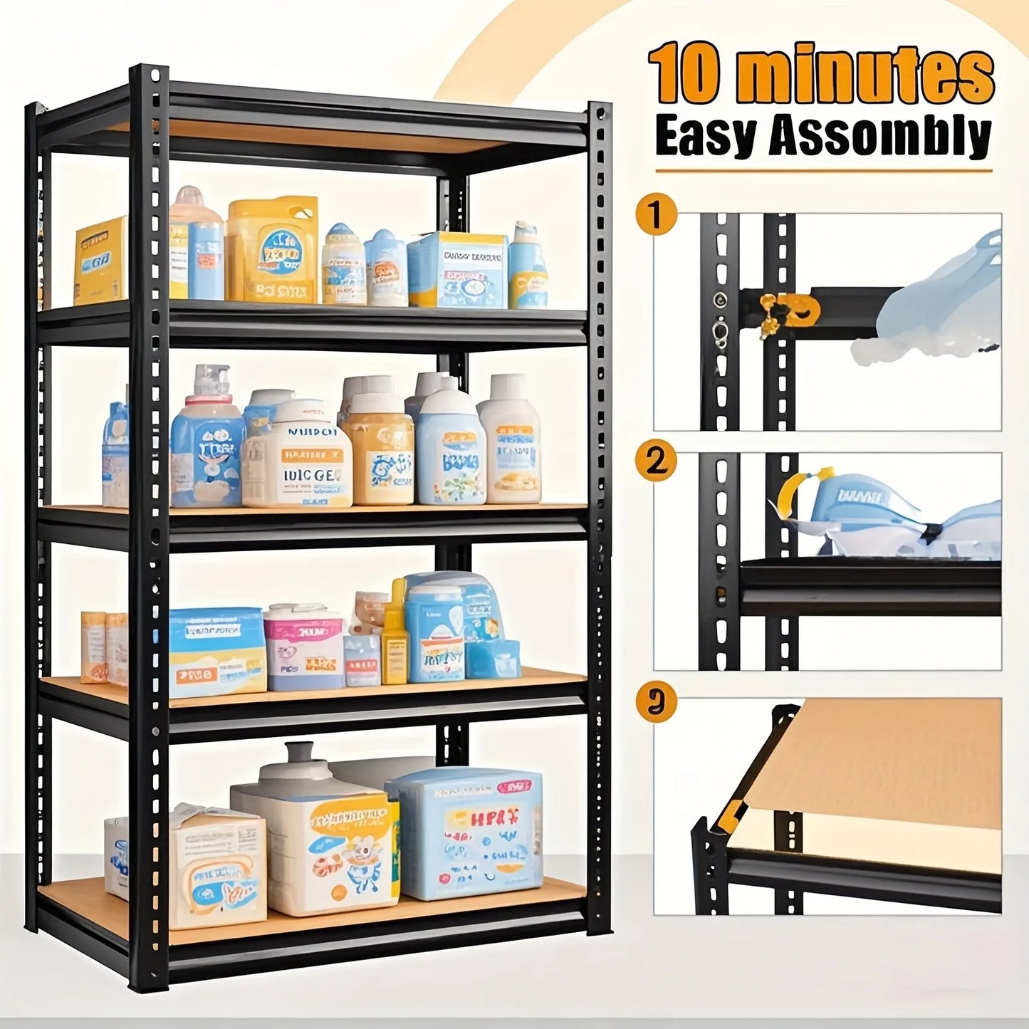 Heavy Duty Metal Garage Storage Rack 5 Tier Shelving