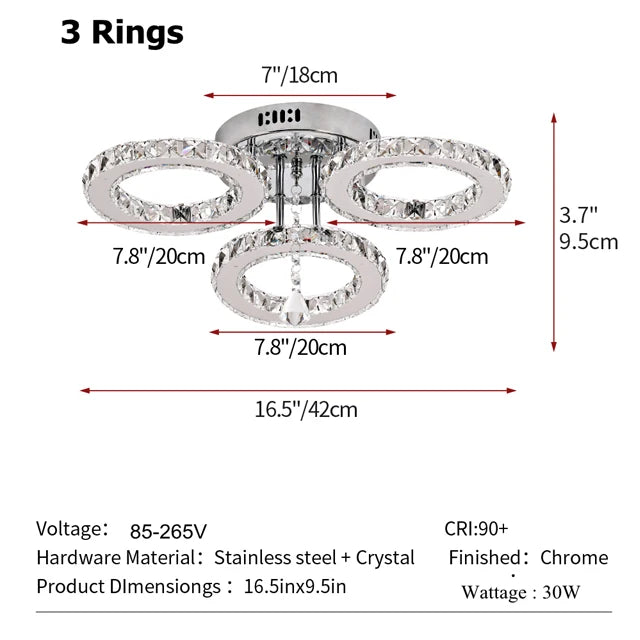 GreeLustr Modern Crystal Stainless Steel Pendant Chandelier Ceiling Lamp