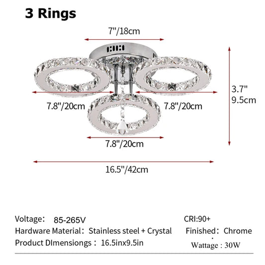 GreeLustr Modern Crystal Stainless Steel Pendant Chandelier Ceiling Lamp