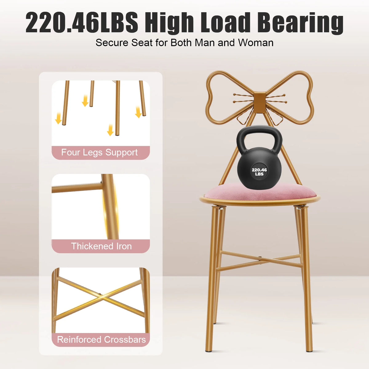 Bymaocar Butterfly Backrest Vanity Makeup Dining Chair