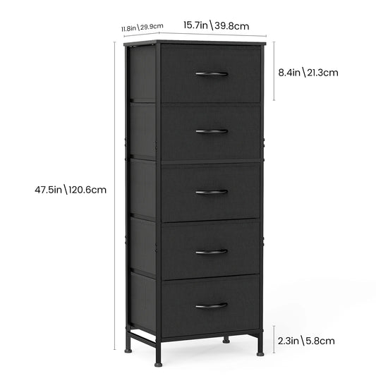 Jhk Modern 5 Drawer Metal Fabric Cabinet For Living Room