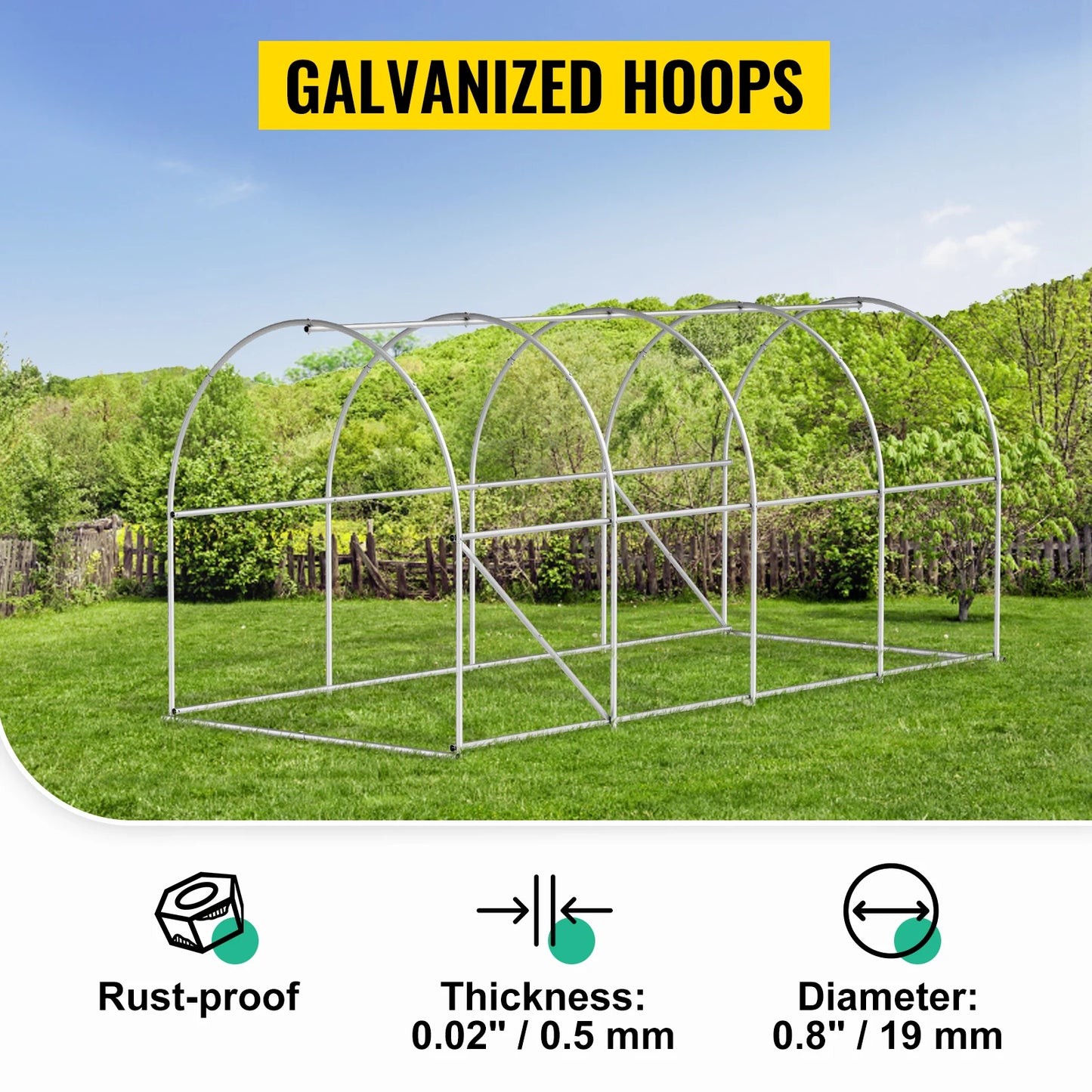 SucceBuy Walk In Tunnel Greenhouse Galvanized Frame Waterproof Cover