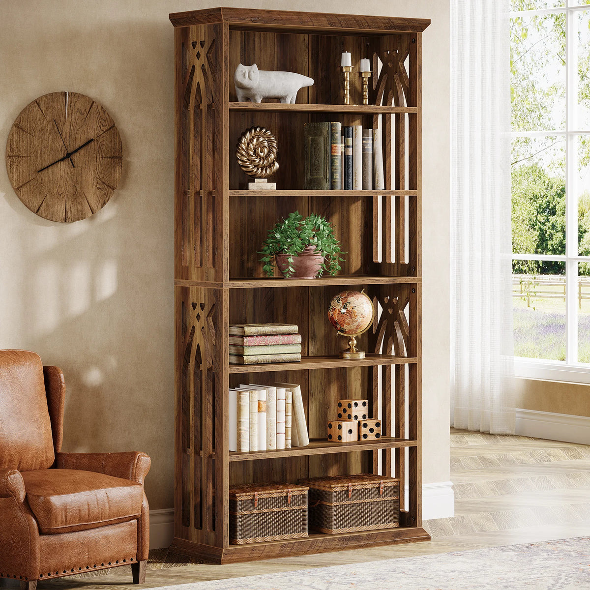 Tribesigns 6 Tier Wooden Bookcase Freestanding Storage Shelf