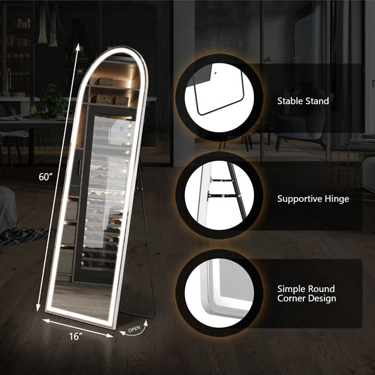 JHK Full Length Led Dimming Mirror Aluminum Alloy Frame For Home