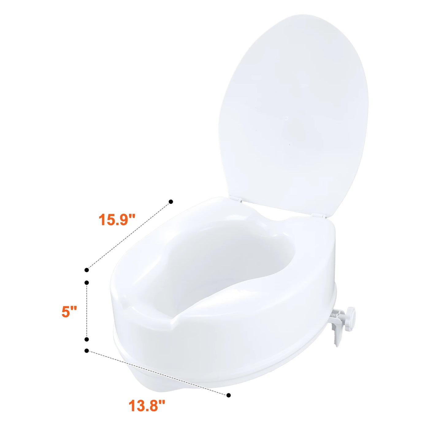 SucceBuy 5 Inch Height Raised Toilet Seat With Screw Rod Locking Mechanism
