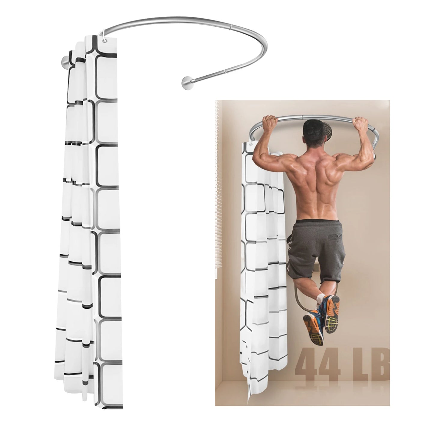 Adjustable Nondrill Stainless Steel Shower Curtain Rod With Liner