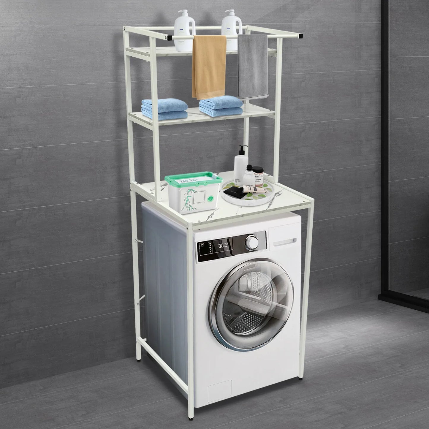 3-Tier Over Washer Dryer Storage Shelf Towel Rack Organizer