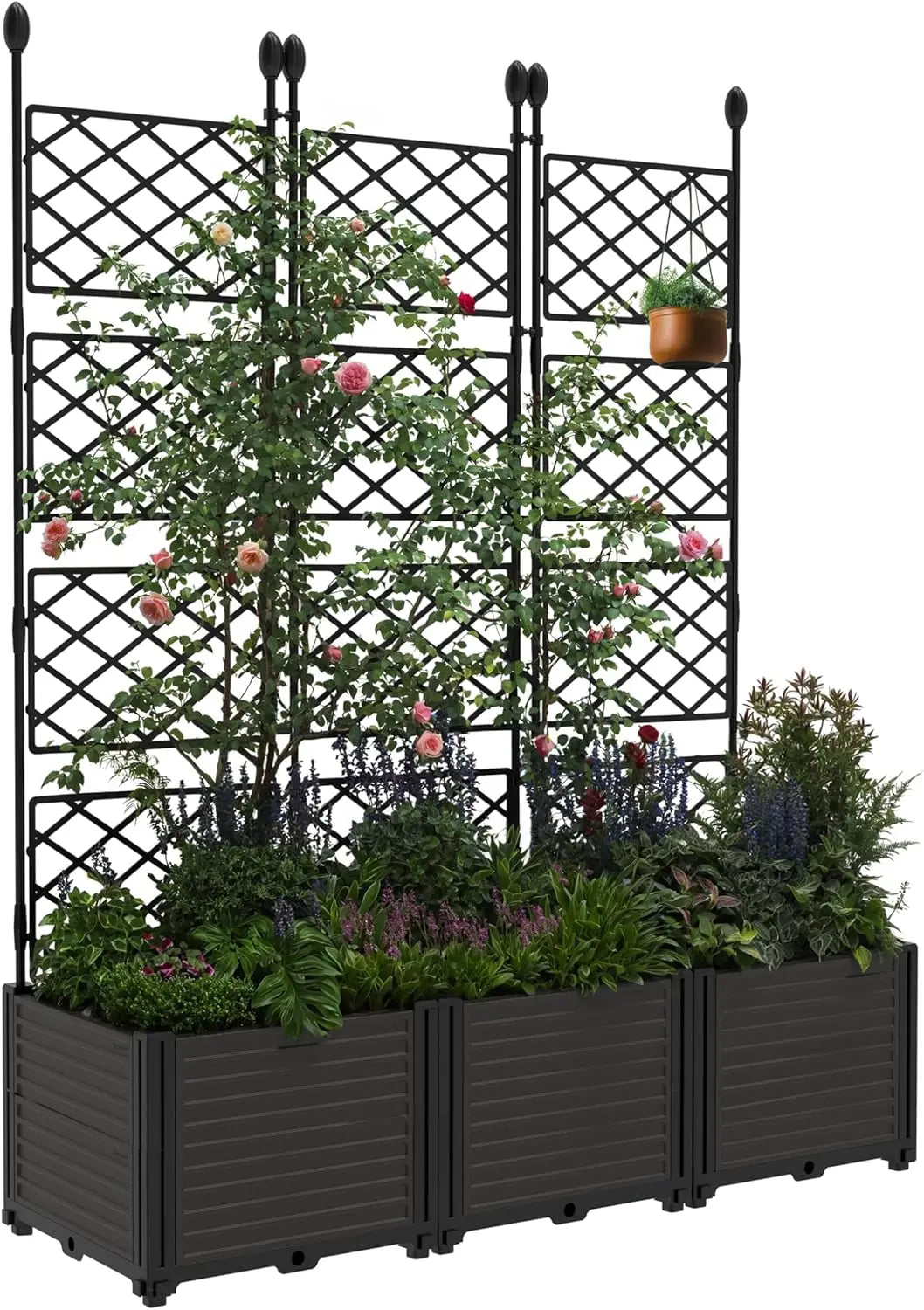 Twister Plastic Planter Box With Trellis For Outdoor Gardens