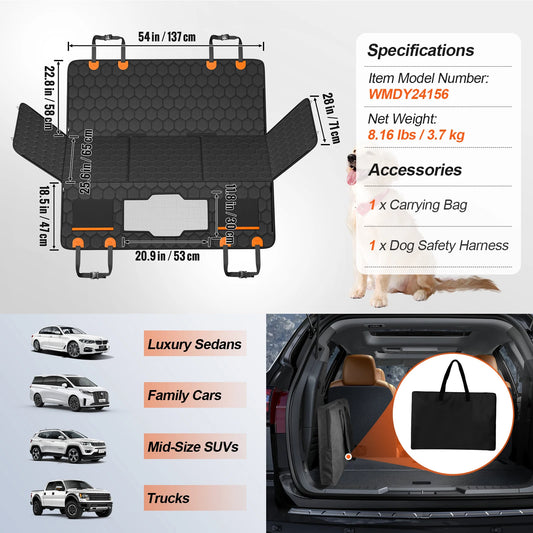 SucceBuy 350Lbs Dog Back Seat Extender With Mesh Window