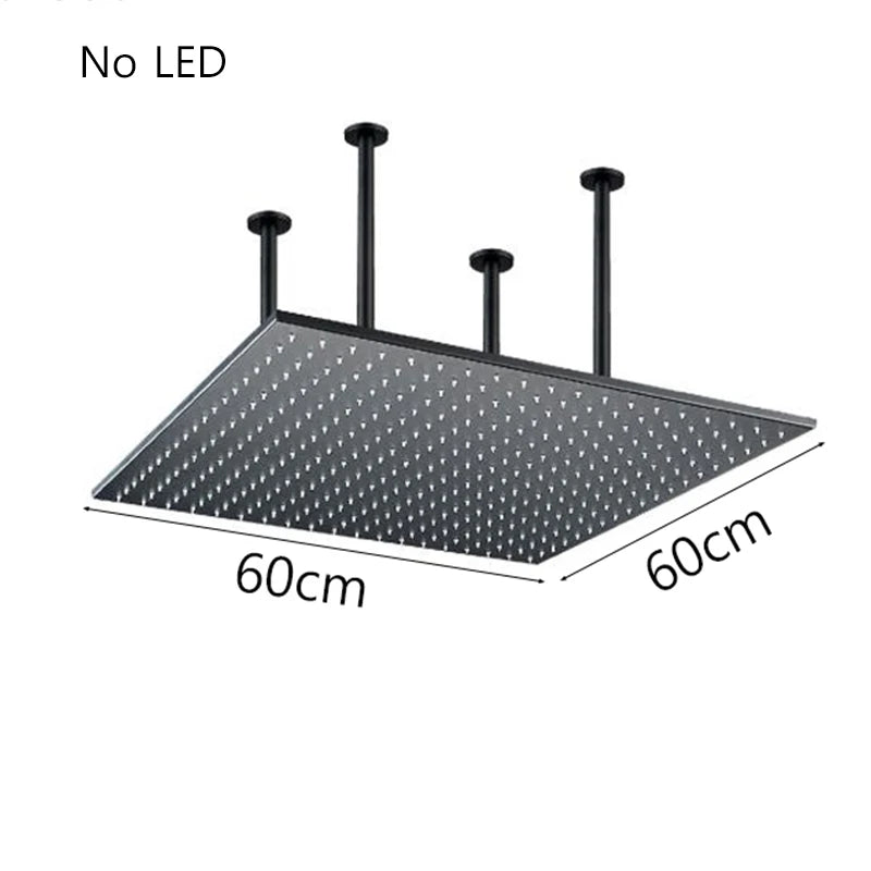 Saeuwtowy Square Ceiling Mount Stainless Steel Rainfall Shower Head