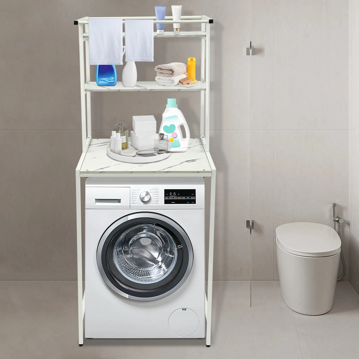 3-Tier Over Washer Dryer Storage Shelf Towel Rack Organizer