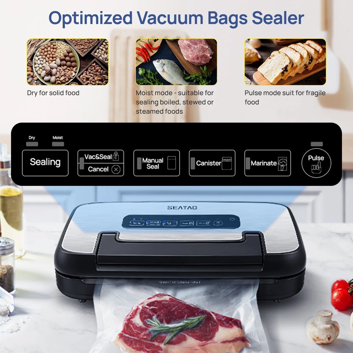 Seatao VH5156 Vacuum Sealer Automatic Multifunction With Built In Storage