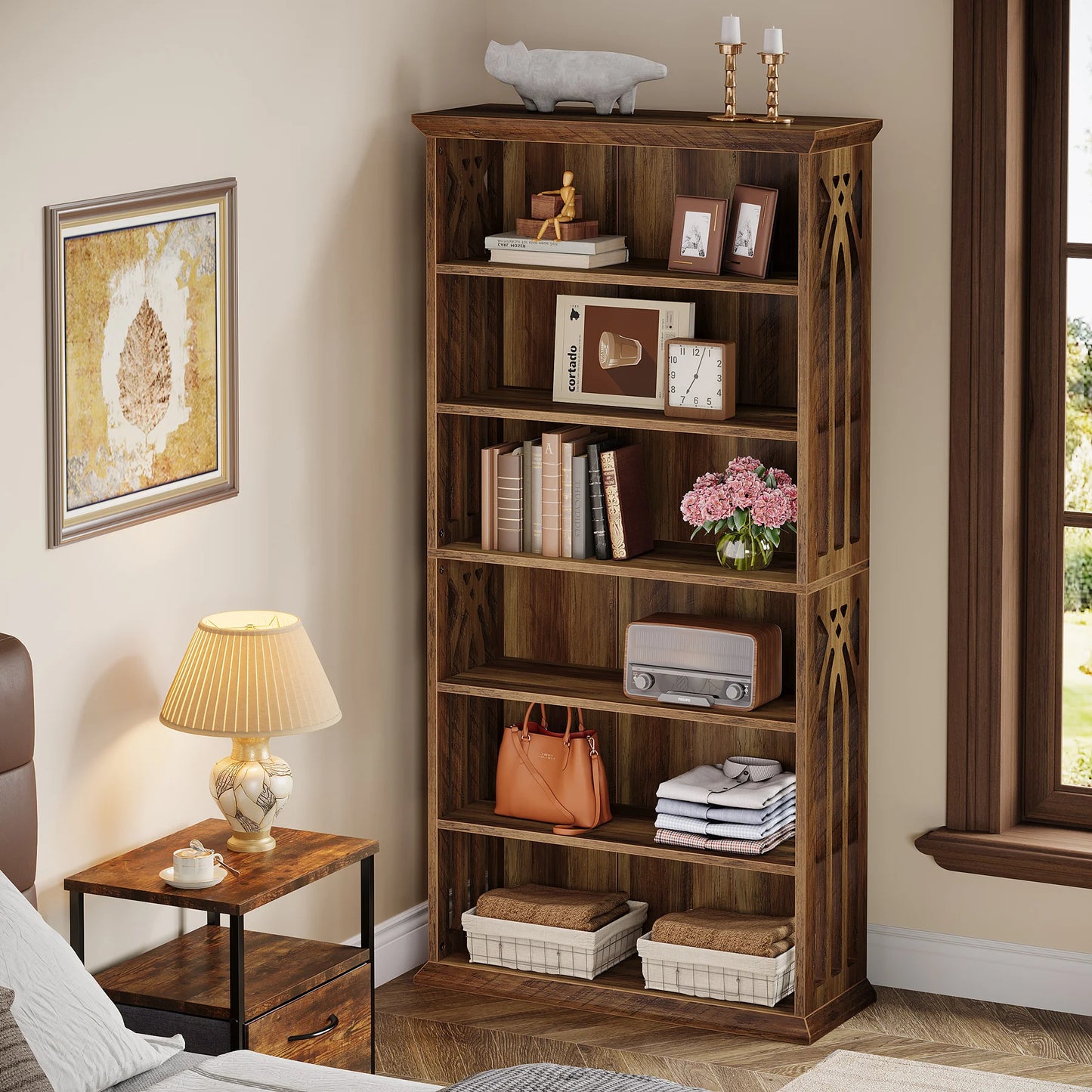 Tribesigns 6 Tier Wooden Bookcase Freestanding Storage Shelf