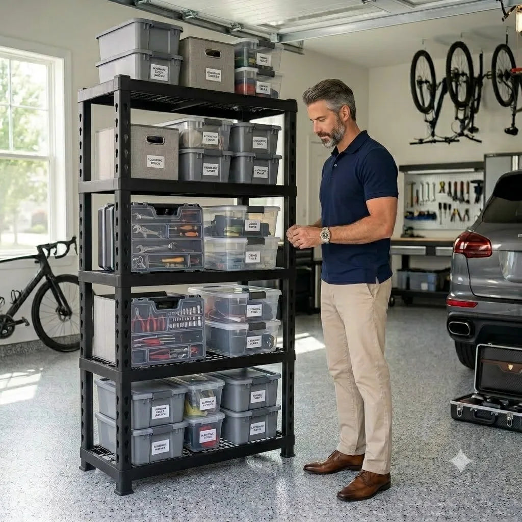 Heavy Duty 5 Tier Metal Storage Rack With Solid Boards