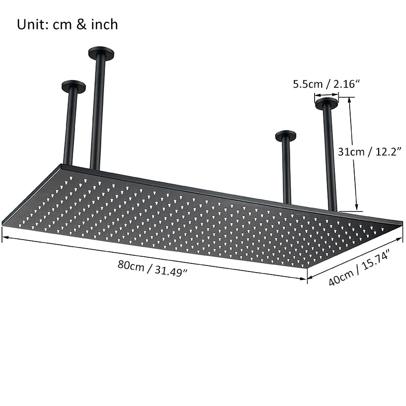 Shinesia 16 Inch Square LED Rainfall Shower Head