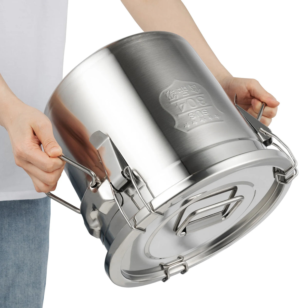 Bymaocar 12L Stainless Steel Airtight Kitchen Storage Bucket For Rice And Oil