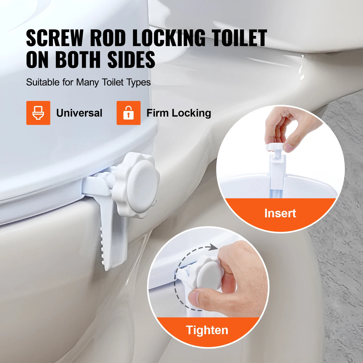 SucceBuy 5 Inch Height Raised Toilet Seat With Screw Rod Locking Mechanism