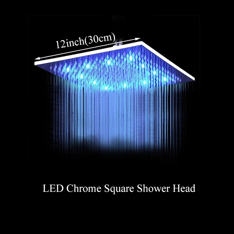 Shinesia 16 Inch Square LED Rainfall Shower Head