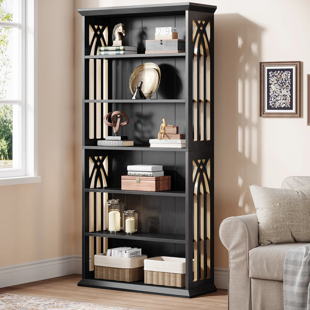Tribesigns 6 Tier Wooden Bookcase Freestanding Storage Shelf
